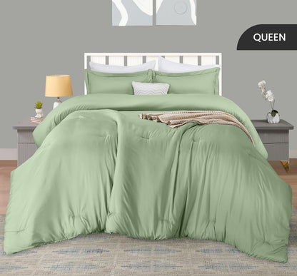 Utopia Bedding Queen Comforter Set - 3 Piece Sage Green Down Alternative Bedding | Soft 88"x88" Comforter & 20"x26" Shams