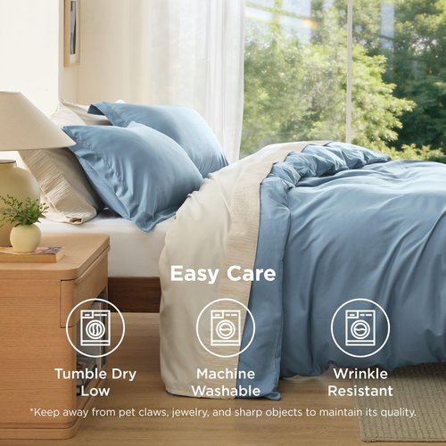 Bedsure Duvet Cover Queen Size - Soft Double Brushed Bedding Set for Kids & Adults, Zipper Closure, 3 Pieces, Includes 1 Duvet Cover (90"x90") & 2 Pillow Shams, NO Comforter, Mineral Blue