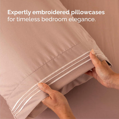 Queen Size 4 Piece Sheet Set - Ultra-Soft Cooling Bed Sheets | Hotel Luxury Bedding - Mauve