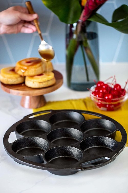 Lodge Cast Iron Mini Cake Pan - Perfect for Baking Delicious Individual Cakes | Durable & Versatile