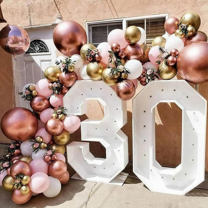 PartyWoo Rose Gold Balloon Garland Kit - 140 Pcs in Various Sizes for Stunning Birthday Decorations