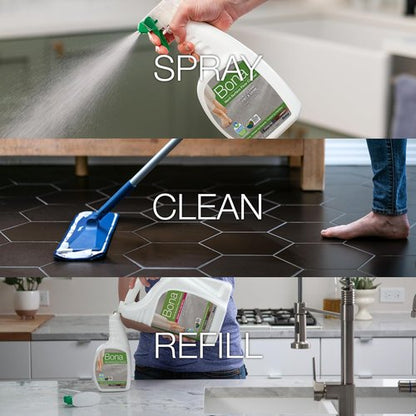 Bona Multi-Surface Floor Cleaner Spray - 32 Oz - Unscented & Refillable | Residue-Free Solution for Stone, Tile, Laminate & Vinyl Floors