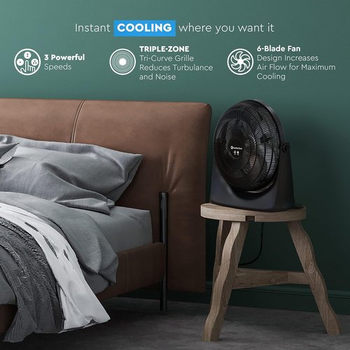 Comfort Zone PowrCurve 20-Inch High-Velocity Floor Fan - 3-Speed Adjustable Tilt for Powerful Cooling in Home, Office & Gym