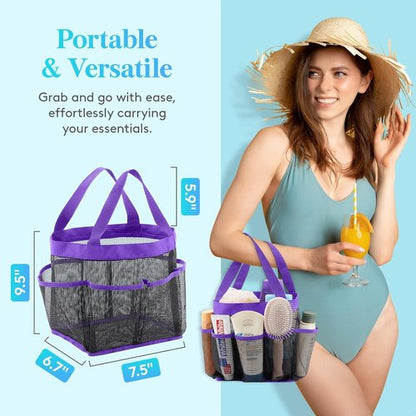 Lifewit Portable Mesh Shower Caddy - Quick Dry Tote with 7 Pockets for College Dorms & Travel | Purple