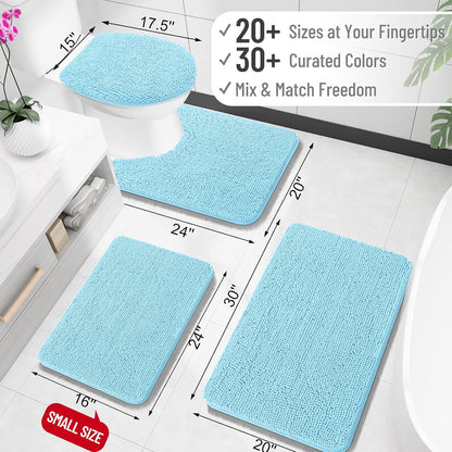 OLANLY Small Bathroom Rugs - Extra Soft Chenille Bath Mats | Quick Dry, Machine Washable, 24x16, Sky Blue