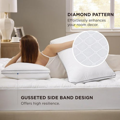 Bedsure Queen Pillows - Fluffy Hotel Quality Pillows with Gusseted Support | Diamond Quilted Design