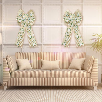 Whaline Spring Magnolia Wreath - Rustic Wired Edge Bow | Large 11 x 21 Inch Floral Decor for Home & Parties