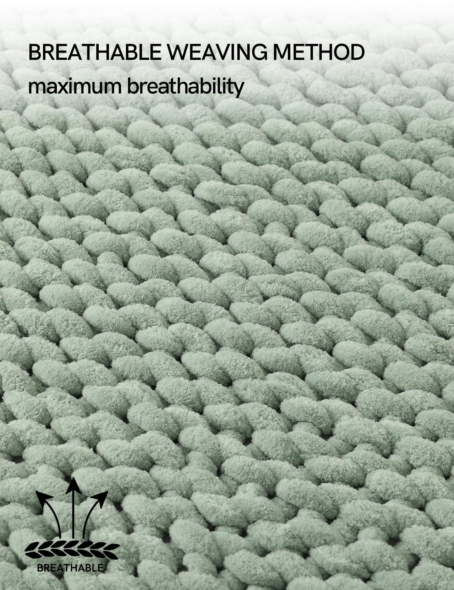 YnM Chunky Throw Blanket, Medium-Weight, Hand Knitted with Chenille Yarn, Skin Friendly, Ventilated and Breathable, Machine Washable, Home Décor Piece for Couch, Sofa and Bed (Sage Green, 50x60 Inch)