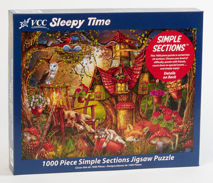 Vermont Christmas Company Sleepy Time Simple Sections® Jigsaw Puzzle - 1000 Pieces | 24 Sections for Custom Difficulty