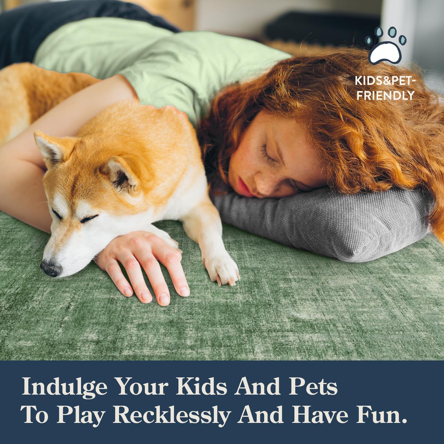 Lahome Green 2x10 Rug Runners for Hallways Non Slip, Boho Kitchen Runner Rugs Non Skid Washable, Modern Abstract Ombre Soft Carpet Runner for Bathroom Entryway Bedroom(2'x10',Green)