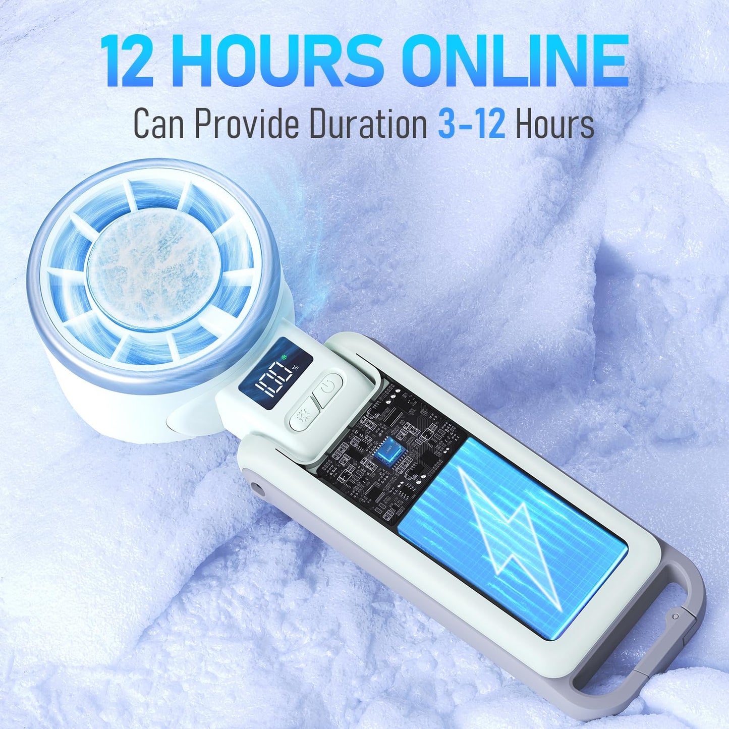 PlayHot Upgraded Portable Handheld Fan with 60°F Ice Cooling, Up tp 12Hrs Hand Held Portables Fans, 5 Speed 25550RPM Powerful Portable Fan Handheld, Hand/Neck/Desk Fan 3 IN 1(Green)