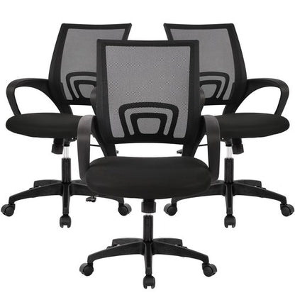 BestOffice | Ergonomic Office Chair | Mid-Back Swivel Desk Chair | Breathable Backrest & Lumbar Support | Adjustable Height | Sponge Seat | Rolling Wheels | Black | for Adults & Women
