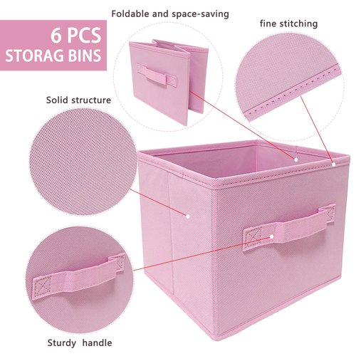 EBIGIC Pink Storage Bins 3Pack 9.0"x7.5"x7.5" Fabirc Foldable Closet Toy Organizer Collapsible Cloth