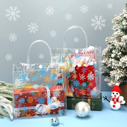 Snowflake 28 Pcs Clear Gift Bags with Handles - PVC Winter Gift Bags (Variation: Snowflake)