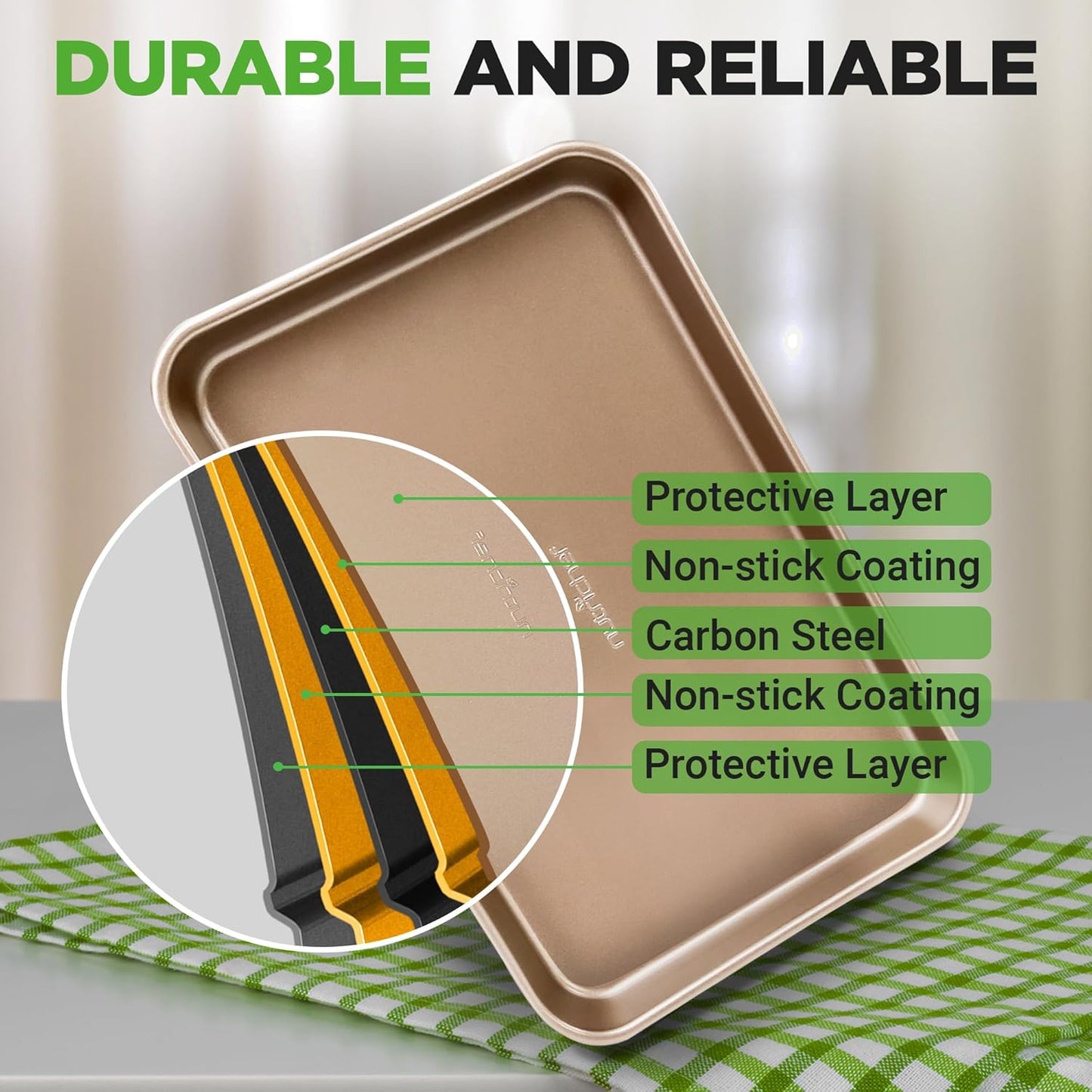 NutriChef Nonstick Baking Sheets - Durable 2-Piece Cookie Sheet Set | Easy to Clean, Oven Safe to 450°F