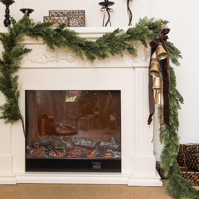 9ft Cedar Garland - Pine Needles Artificial Wreath, 130+ Branches, Indoor/Outdoor