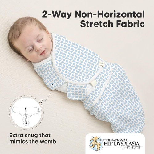 3-Pack Organic Baby Swaddle Sleep Sacks - Swaddles for Newborns, Infant 0-3 Months, Baby Girls, Boys, Soft & Snug Newborn Sleep Sack, Nursery Swaddling Blankets (Storm, OS)