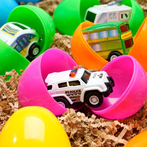 JOYIN 12 Pcs Prefilled Easter Eggs with Toys, Plastic Eggs with Alloy Pull Back Cars, Easter Basket Stuffers, Party Favors for Kids, Classroom Prize Supplies
