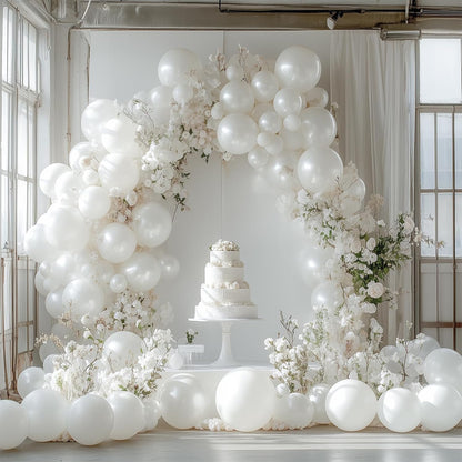 PartyWoo Pearl White Balloons - 145pcs Metallic Latex Balloon Arch Kit for Weddings & Celebrations | 5-12 Inch Sizes