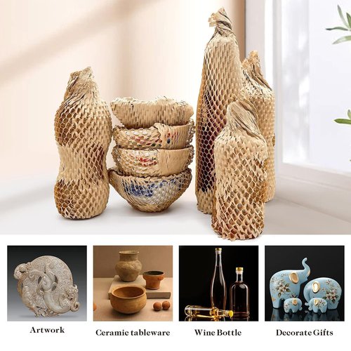 Honeycomb Packing Paper - 15" x 262' Recyclable Cushioning Wrap Roll for Moving & Shipping | Khaki