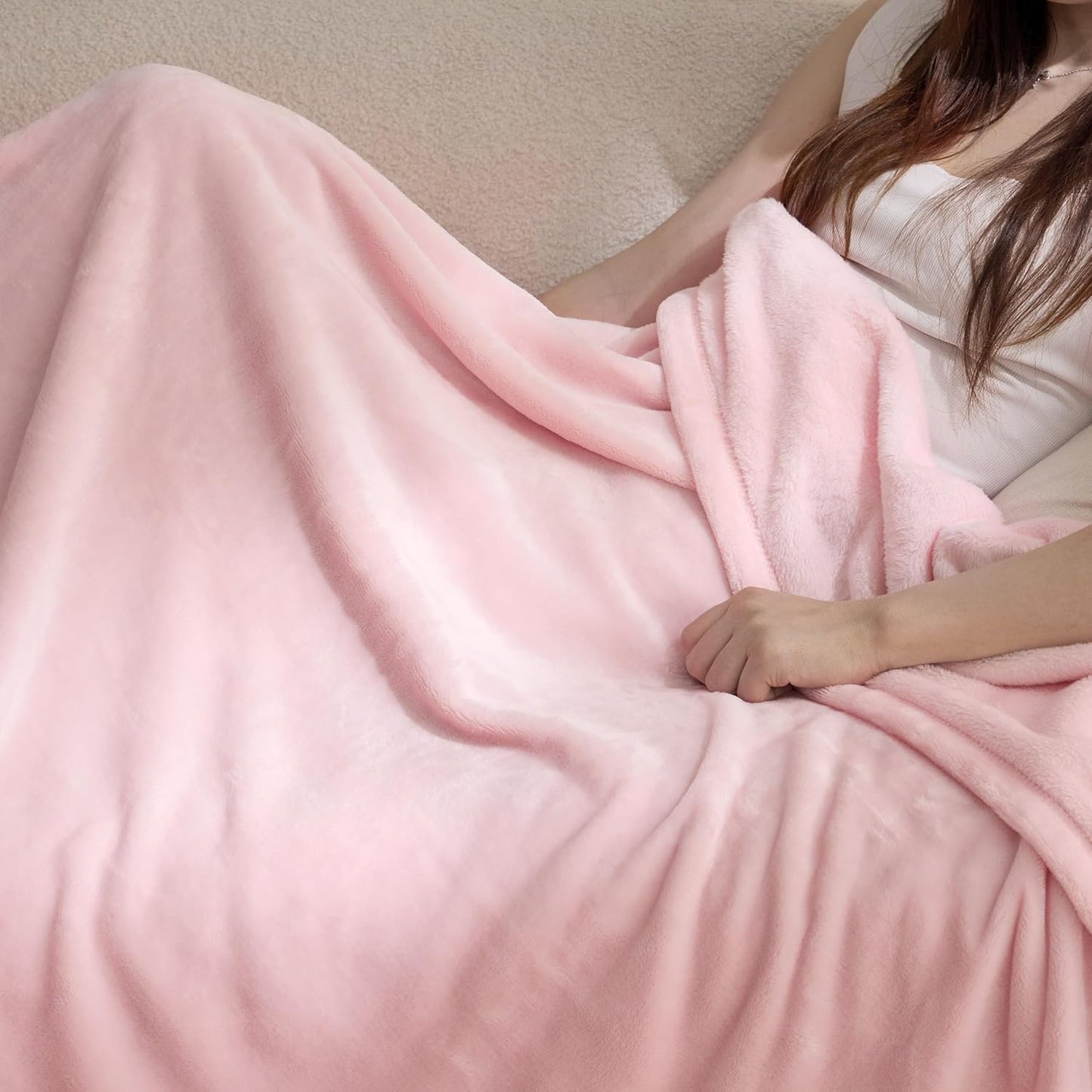 Bedsure GentleSoft Pink Fleece Throw Blanket - Cozy 300GSM Soft Blanket for Couch, 50x60 Inches