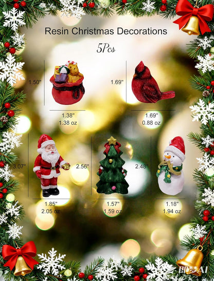 Skiennix Christmas Miniature Figurines - Small Resin Santa Claus Ornaments for Holiday Decor | Perfect for Winter Celebrations