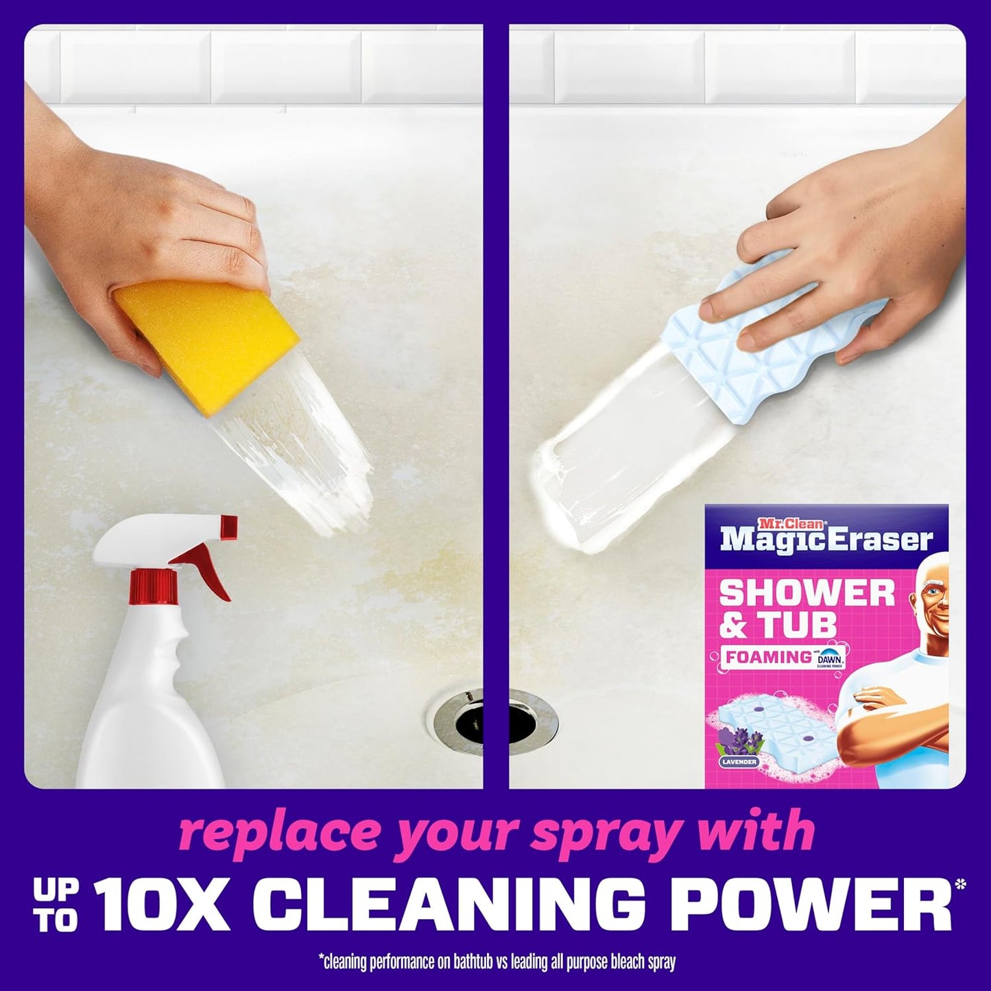 Mr. Clean Magic Eraser Sponge - Powerful Soap Scum Remover with Lavender Scent | 6 Count