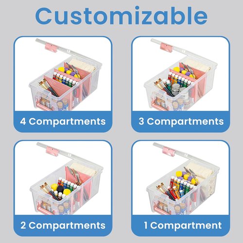 ArtBin Semi Satchel Craft Organizer - Portable Clear Storage Case with 3 Dividers for Supplies