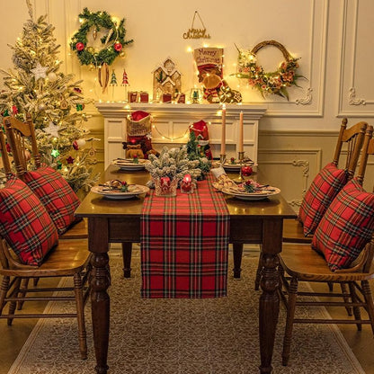 Softalker Christmas Checkered Tartan Table Runner Red 13 x 90 Inch - Variation: Red Plaid+13 x 90"