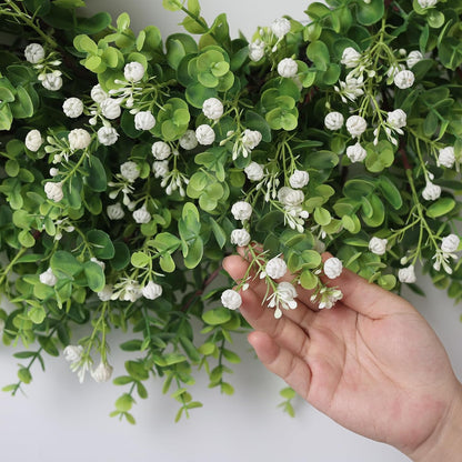 Skiennix 26" Artificial Eucalyptus Wreath - Faux Greenery with Baby's Breath for Front Door Decor