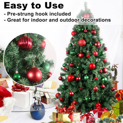 Red & Green 3.2" Large Christmas Balls - Christmas Tree Decoration Ornaments Shatterproof Hanging Balls for Birthday Halloween Holiday Wedding Decorations Set of 18pcs