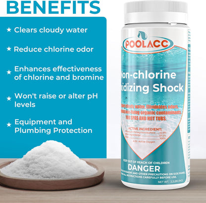 Non-Chlorine Spa Shock Oxidizer Cleaner by Spa Essentials - 2.2 LB 2 Pack for Quick Dissolving, Chlorine-Free Water Care
