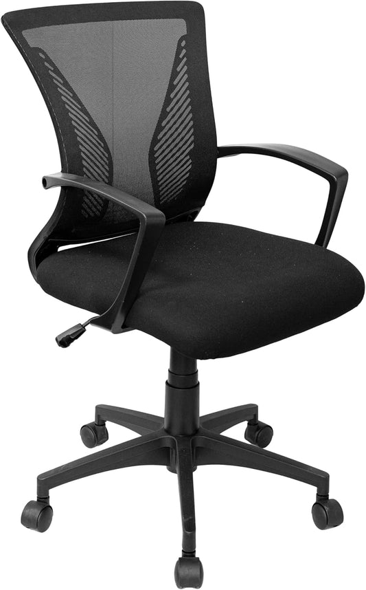 Techni Mobili Ergonomic Mesh Office Chair - Adjustable Height & Tilt, Black with Lumbar Support