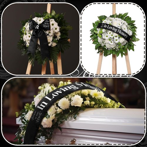 Fanfanwin Funeral Sash - Memorial Ribbon for Casket or Wreath | 58x4'' Black Celebration of Life