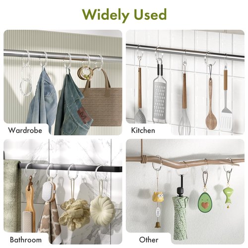 Amazer Plastic Shower Curtain Rings, 24 Pcs Shower Curtain Hooks, O Shape Clear Shower Curtain Hooks Rings, Easy to Snap Closure, Shower Hooks for Shower Curtain and Liner Bathroom