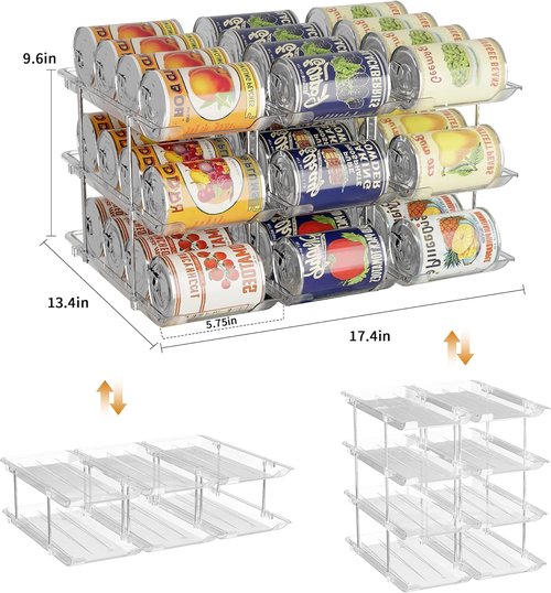 LXLXXL Can Organizer - Clear Automatic Rolling Storage Rack for Pantry | Holds Up to 36 Cans