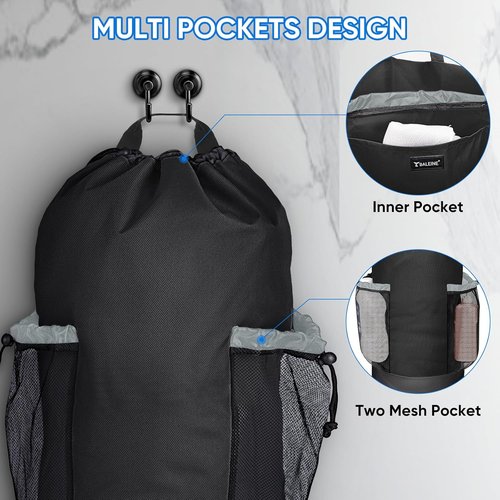 BALEINE 120L Laundry Bag Backpack - Durable 900D Oxford Fabric with Shoulder Straps & Mesh Pockets | Black