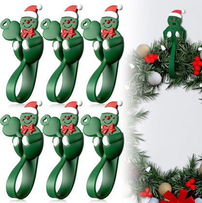 Skiennix 6-Pack Christmas Garland Hangers - Reusable Silicone Stocking Holders for Fireplace & Wreath (Green)
