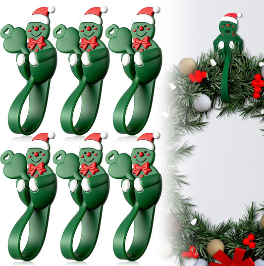 Skiennix 6-Pack Christmas Garland Hangers - Reusable Silicone Stocking Holders for Fireplace & Wreath (Green)
