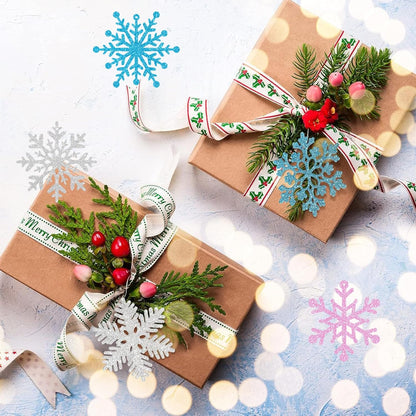 Skiennix Winter Snowflake Ornaments - Sparkly Ceiling Streamers for Holiday Decor | Glitter Pink & Blue