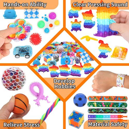 Fidget Toys Bulk - 200 Pcs Kids Party Favors | Birthday Gifts, Goodie Bag Stuffers & Carnival Prizes