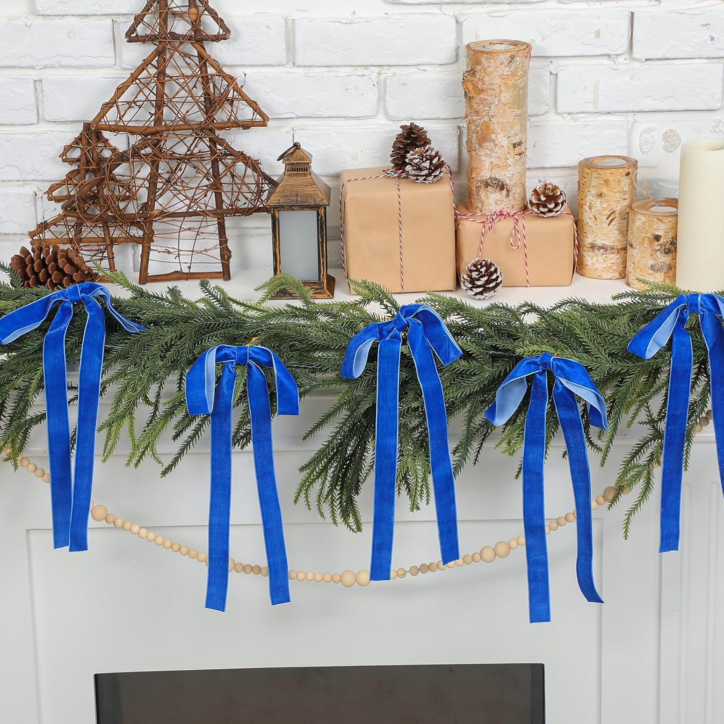 Royal Blue Velvet Bows | 24 Pcs Christmas Tree Ornaments & Valentine's Day Decor (9 x 13 Inch)