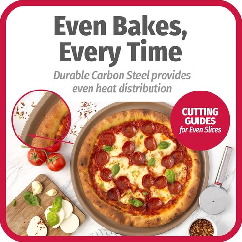 GoodCook BestBake Nonstick Carbon Steel Pizza Pan - 16" Bronze Finish for Perfect Baking