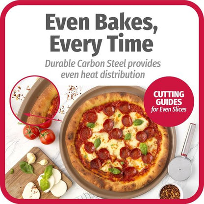 GoodCook BestBake Nonstick Carbon Steel Pizza Pan - 16" Bronze Finish for Perfect Baking
