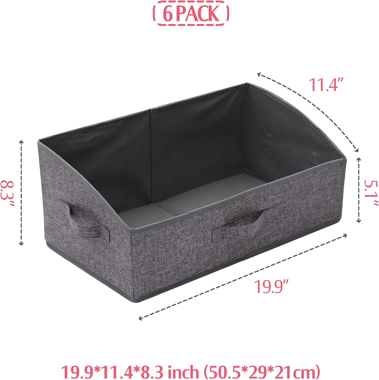 TENABORT Foldable Closet Storage Bins - 6 Pack Large Fabric Organizers with Handles | Linen Cube Baskets for Clothes