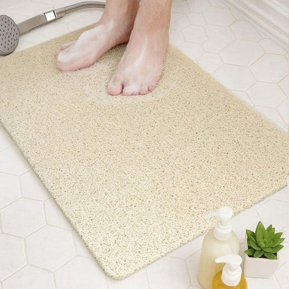 SILOLOOM Bathtub Mat Non Slip, 24x16 Inch Shower Mats for Inside Shower, PVC Loofah Bathroom Mat Quick Dry with Drain Hole, Phthalate-Free Bath Mats for Shower Bathroom Tub and Wet Areas (Beige)