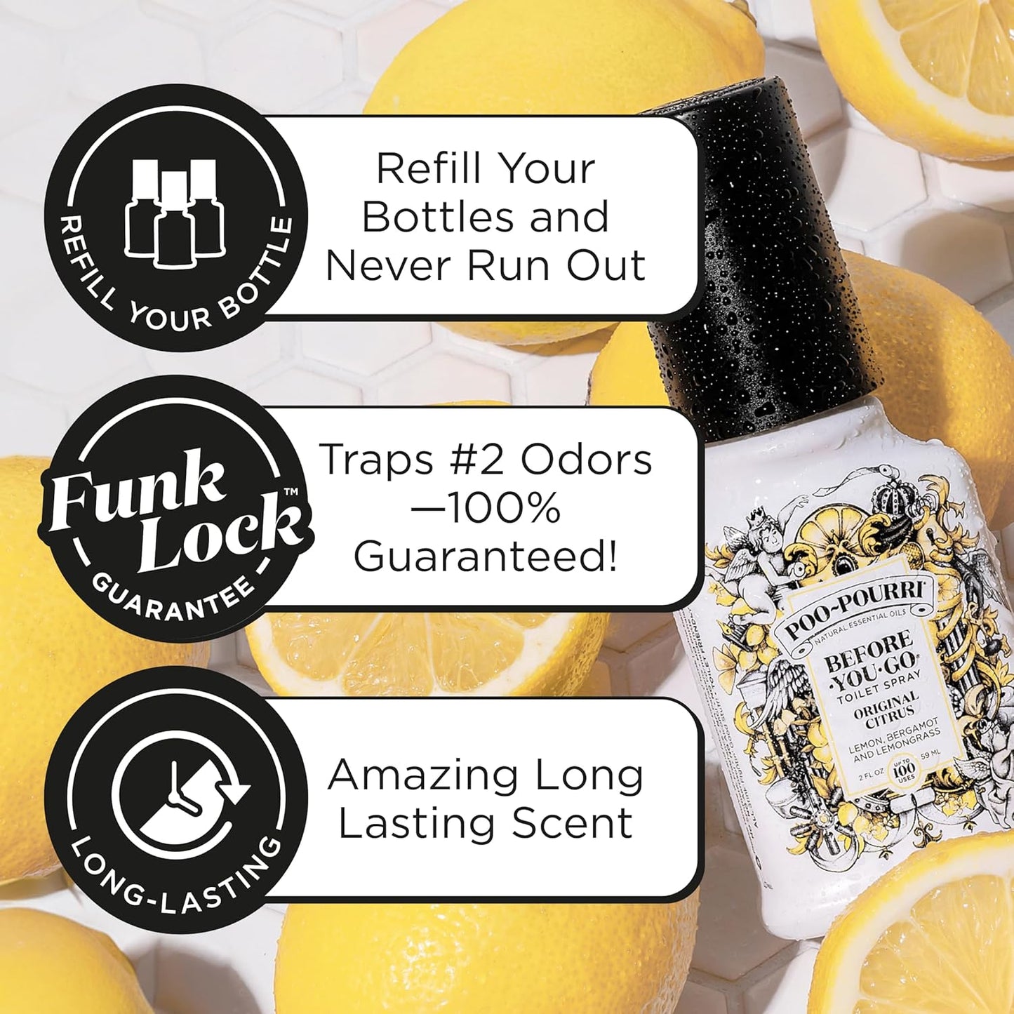 Poo-Pourri Toilet Spray Refill - Original Citrus, 16 Fl Oz | Up to 800 Uses, Essential Oil Deodorizer