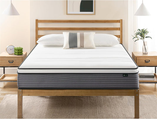 ZINUS 10 Inch True Support Hybrid Mattress - Queen Size, Medium Feel, Fiberglass Free, Motion Isolation, Safe Foams