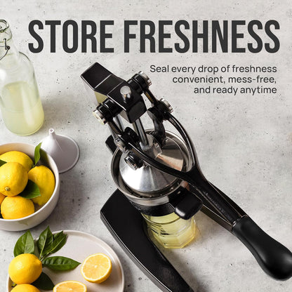 Zulay Kitchen Cast Iron Juicer - Heavy-Duty Manual Citrus Press for Easy Cleaning | Black