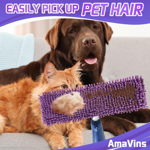 AmaVins Microfiber Pet Mop Pads - Reusable 18-Inch Cleaning Pads for Multi-Surface Floors | Attracts Pet Hair